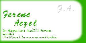 ferenc aczel business card